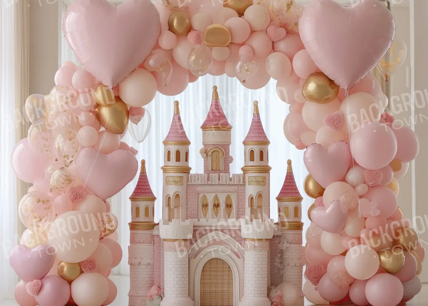 Pink Castle 7’x5’ UltraCloth (84 x 60 inch) Backdrop
