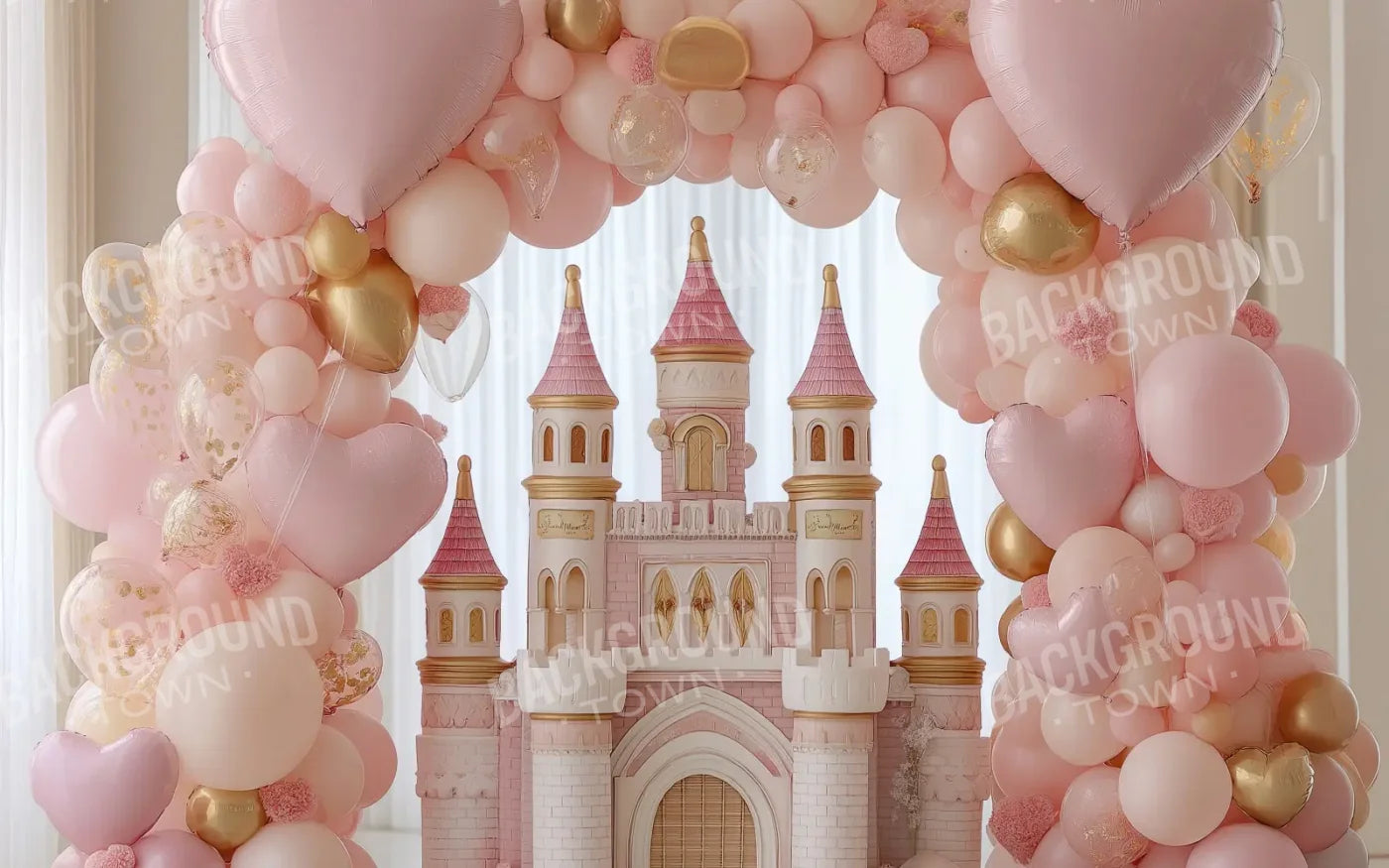 Pink Castle 8’x5’ UltraCloth (96 x 60 inch) Backdrop