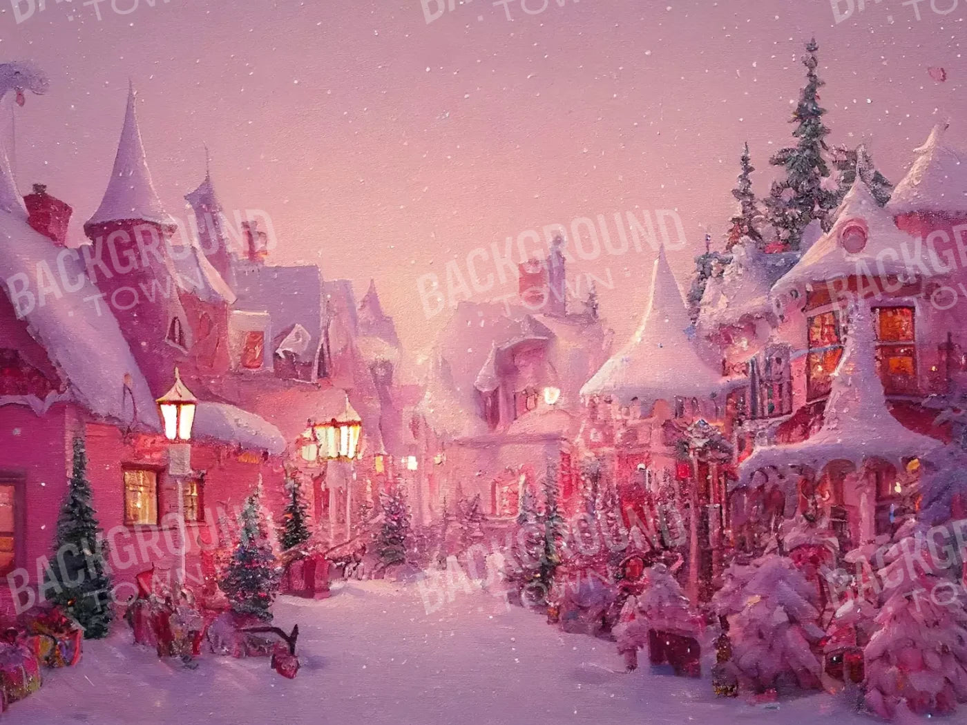 Pink Christmas 6’8X5’ Fleece (80 X 60 Inch) Backdrop