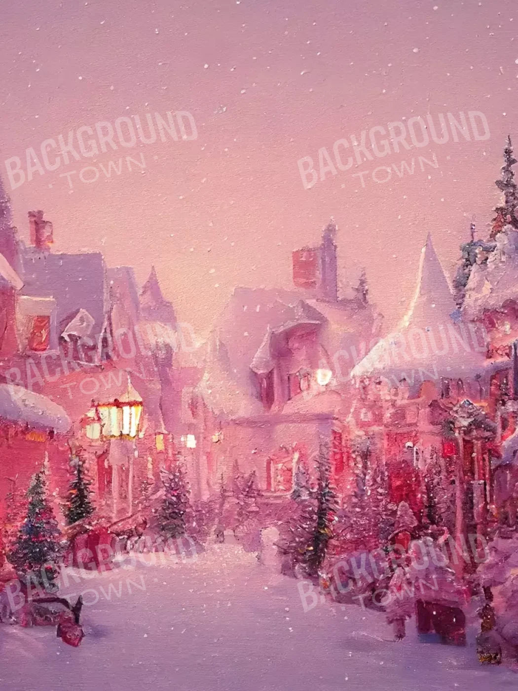 Pink Christmas 6’X8’ Fleece (72 X 96 Inch) Backdrop
