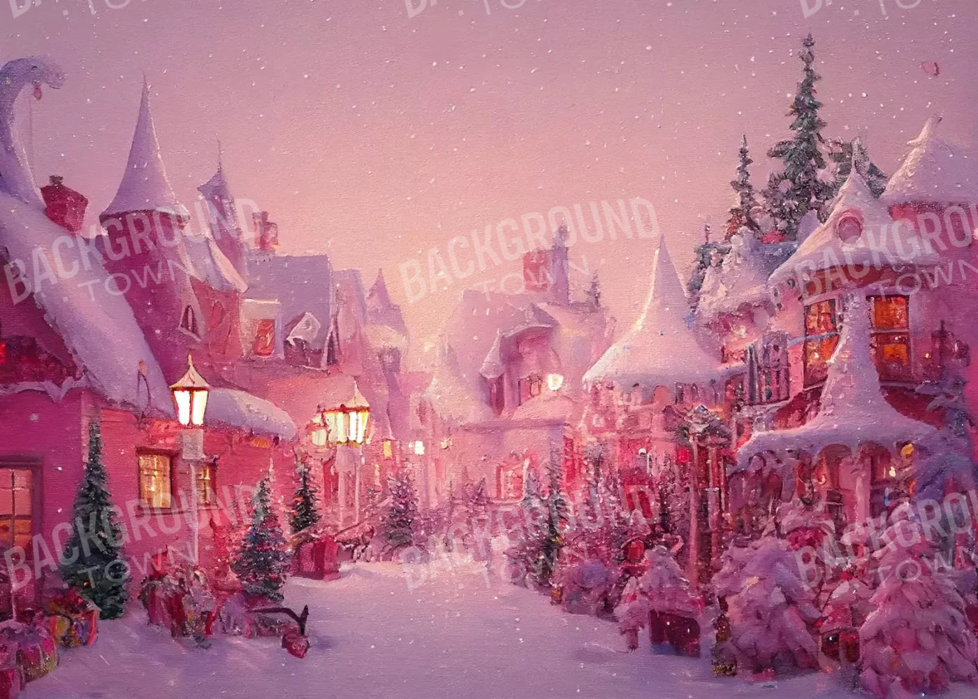 Pink Christmas 7’X5’ Ultracloth (84 X 60 Inch) Backdrop