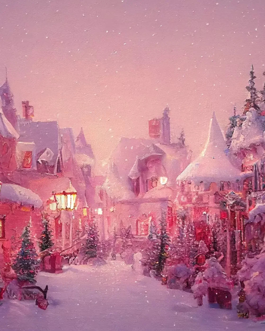 Pink Christmas 8’X10’ Fleece (96 X 120 Inch) Backdrop
