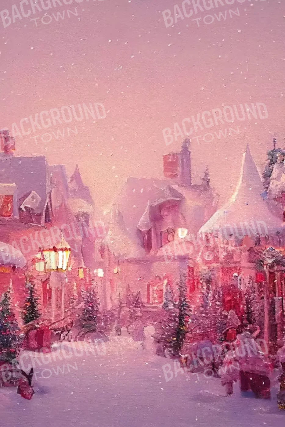 Pink Christmas 8’X12’ Ultracloth (96 X 144 Inch) Backdrop