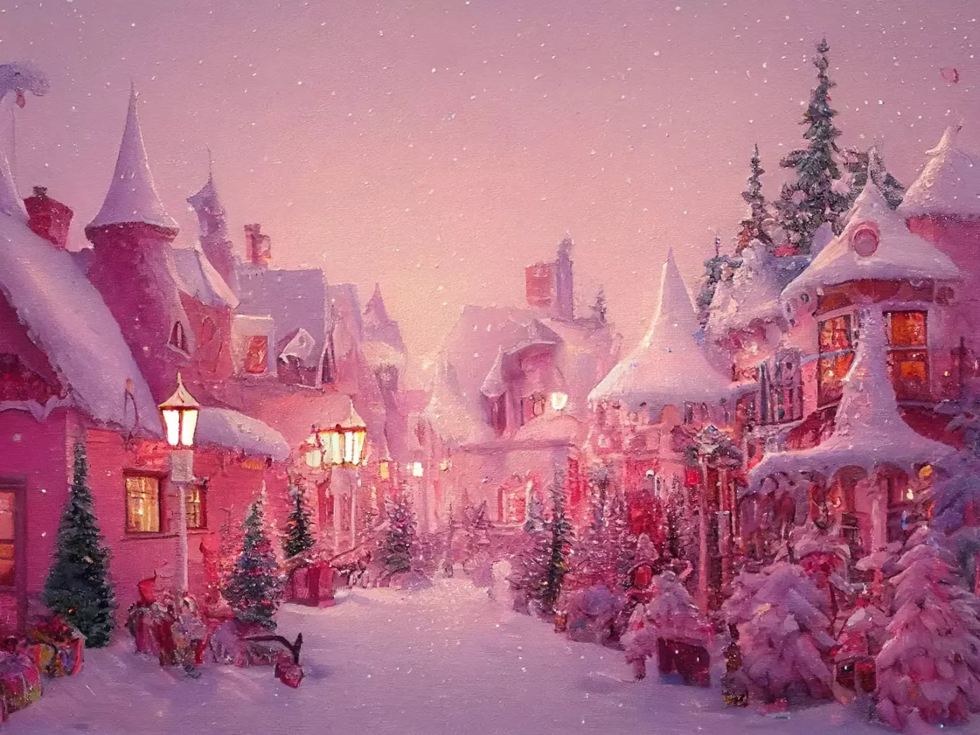 Pink Christmas 8’X6’ Fleece (96 X 72 Inch) Backdrop