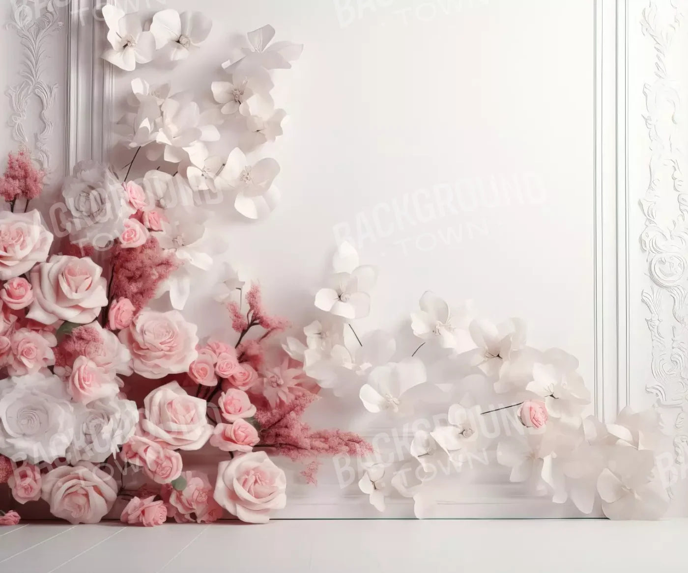 Pink Climbing Flowers 12’X10’ Ultracloth (144 X 120 Inch) Backdrop