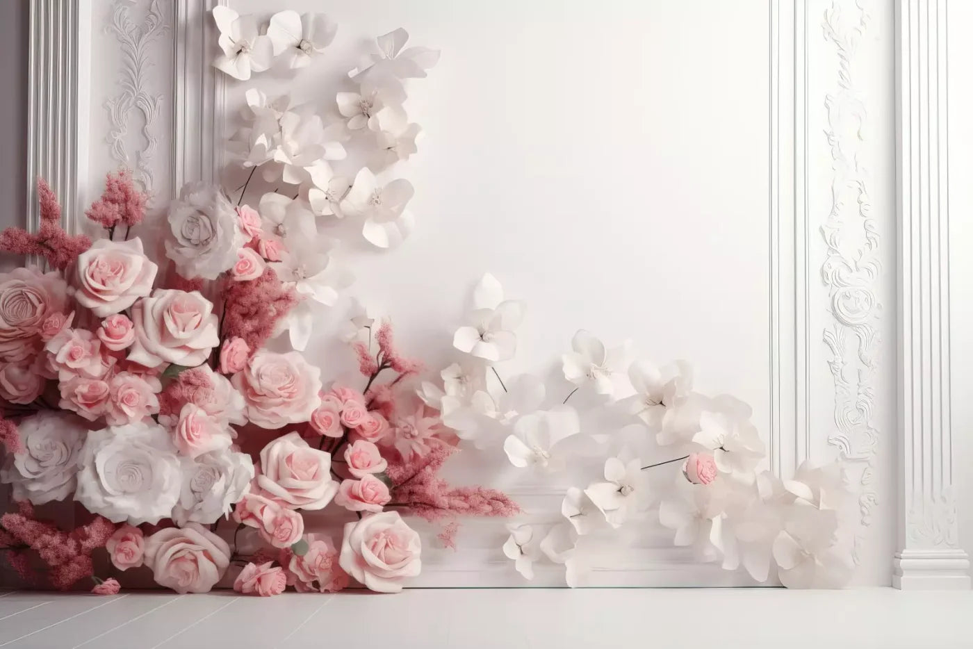 Pink Climbing Flowers 12’X8’ Ultracloth (144 X 96 Inch) Backdrop