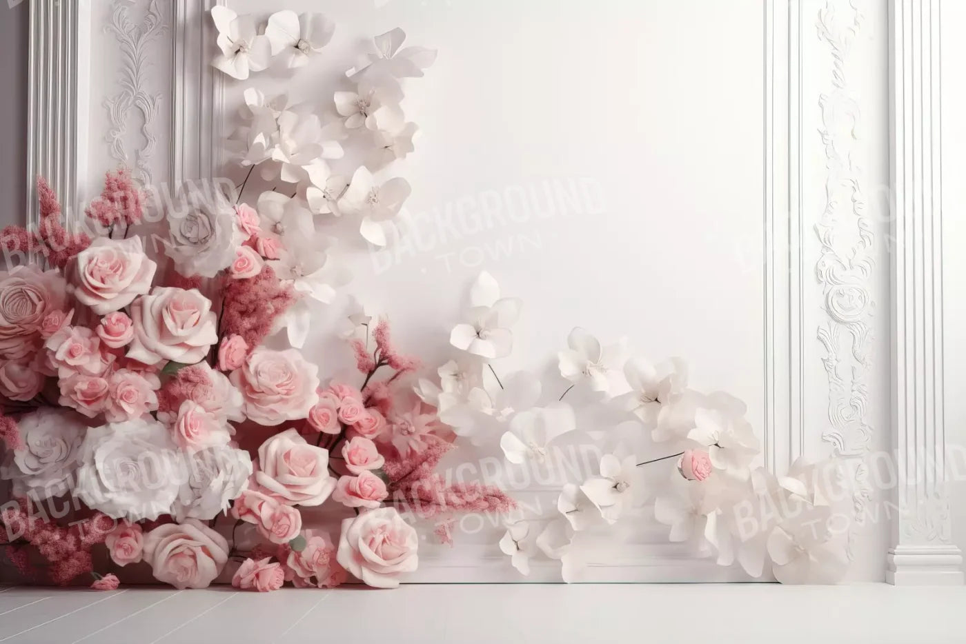 Pink Climbing Flowers 12’X8’ Ultracloth (144 X 96 Inch) Backdrop