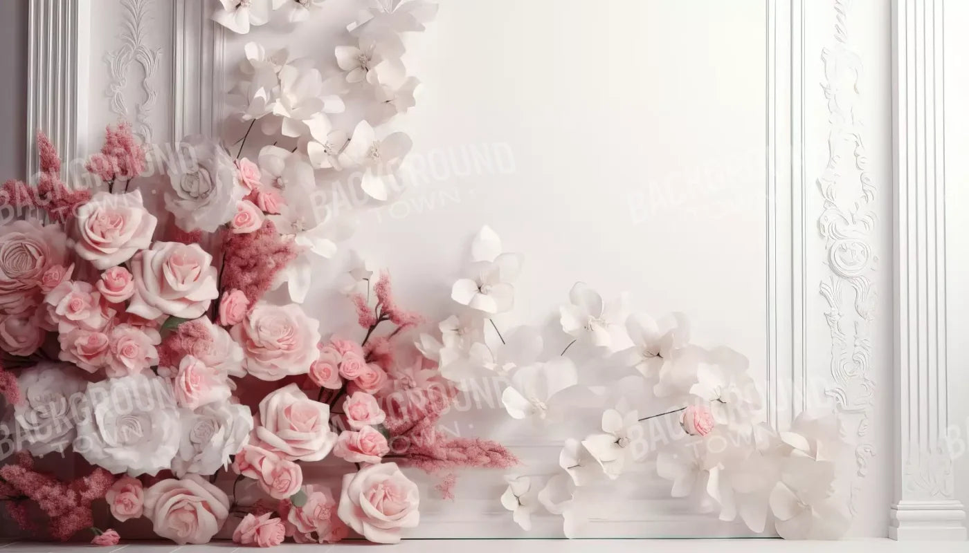 Pink Climbing Flowers 14’X8’ Ultracloth (168 X 96 Inch) Backdrop