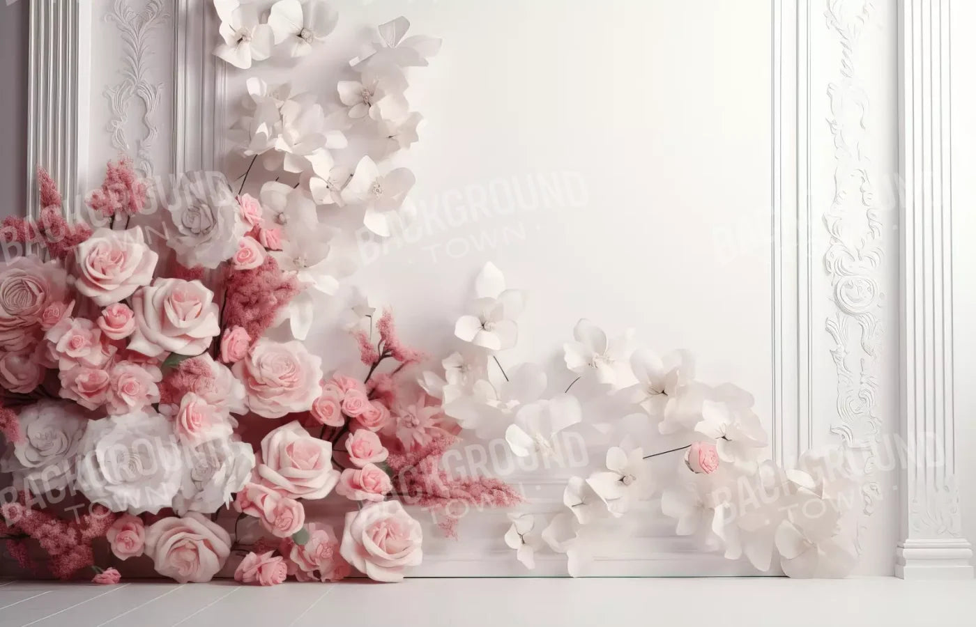 Pink Climbing Flowers 14’X9’ Ultracloth (168 X 108 Inch) Backdrop