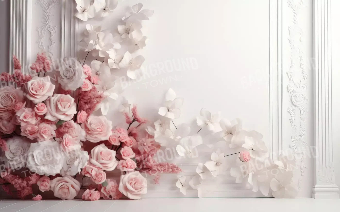 Pink Climbing Flowers 16’X10’ Ultracloth (192 X 120 Inch) Backdrop