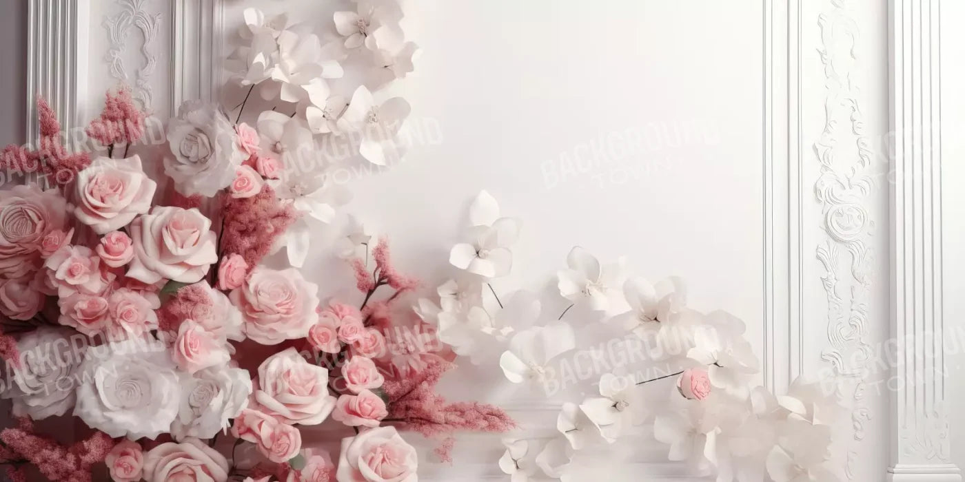 Pink Climbing Flowers 20’X10’ Ultracloth (240 X 120 Inch) Backdrop