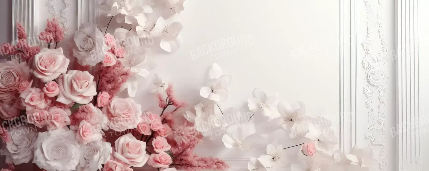 Pink Climbing Flowers 20’X8’ Ultracloth (240 X 96 Inch) Backdrop