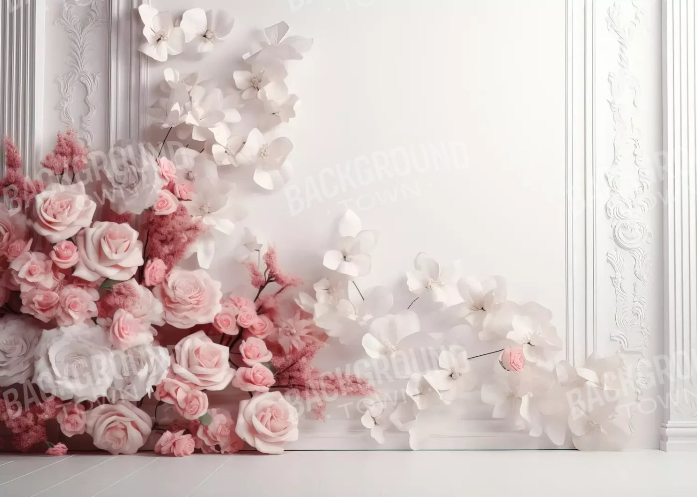 Pink Climbing Flowers 7’X5’ Ultracloth (84 X 60 Inch) Backdrop