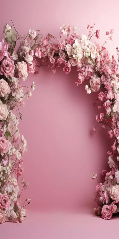 Pink Studio Floral Arch 8’X16’ Ultracloth (96 X 192 Inch) Backdrop