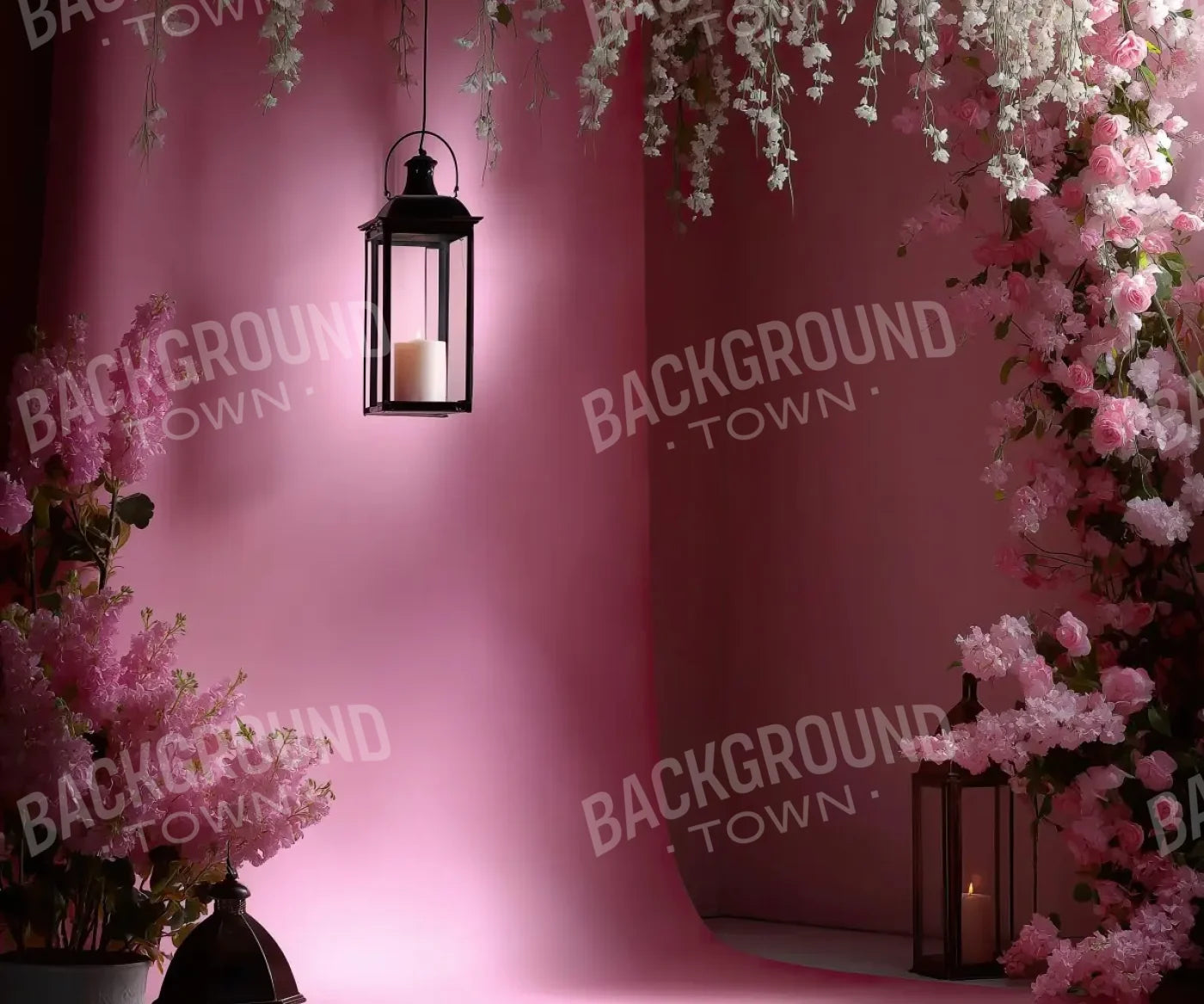 Pink Floral Corner 12’x10’ UltraCloth (144 x 120 inch) Backdrop