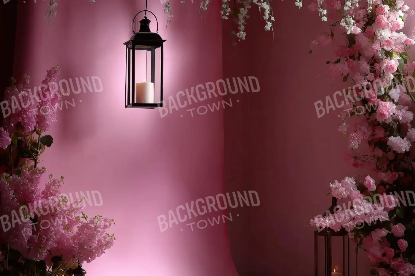 Pink Floral Corner 12’x8’ UltraCloth (144 x 96 inch) Backdrop