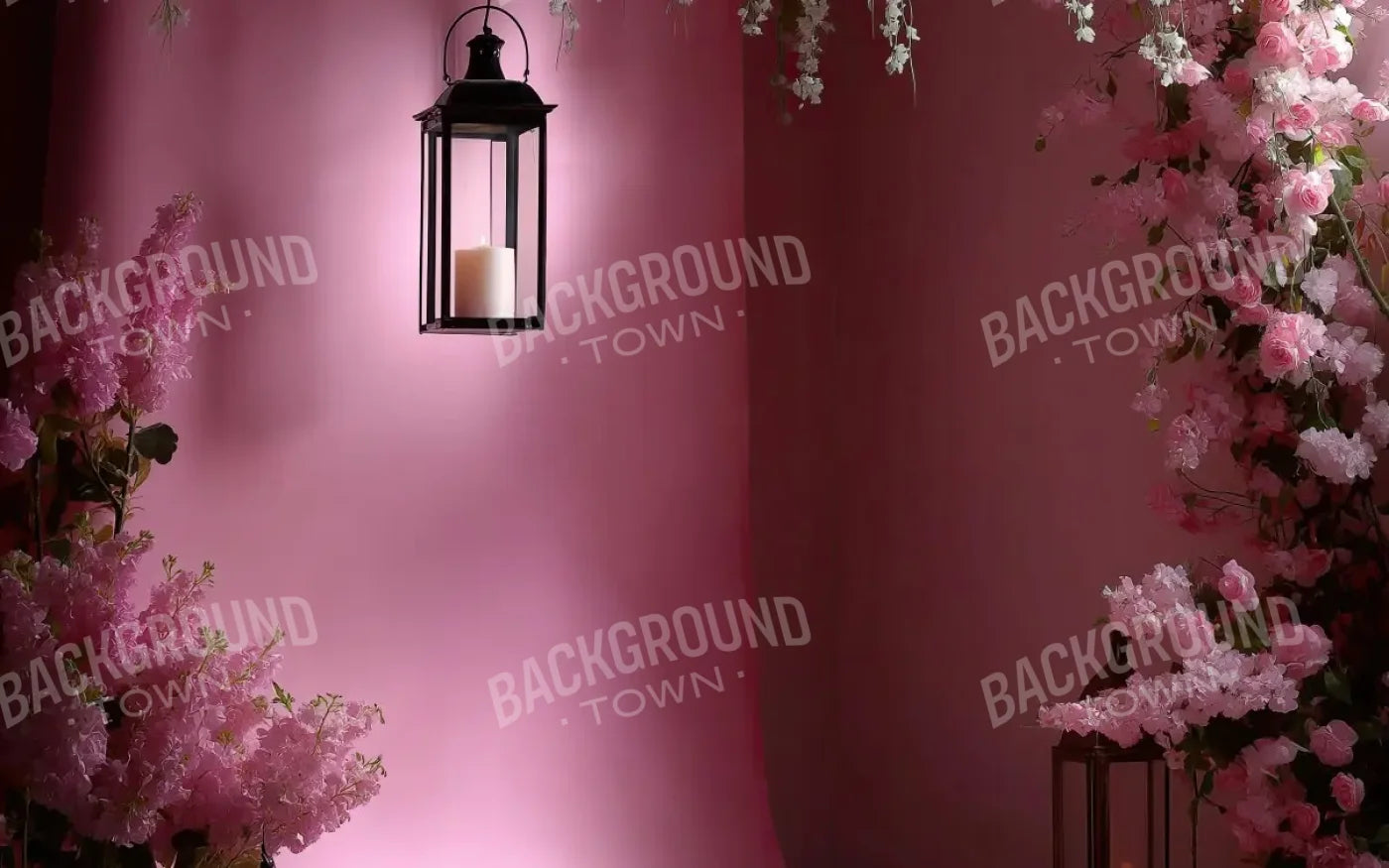 Pink Floral Corner 16’x10’ UltraCloth (192 x 120 inch) Backdrop