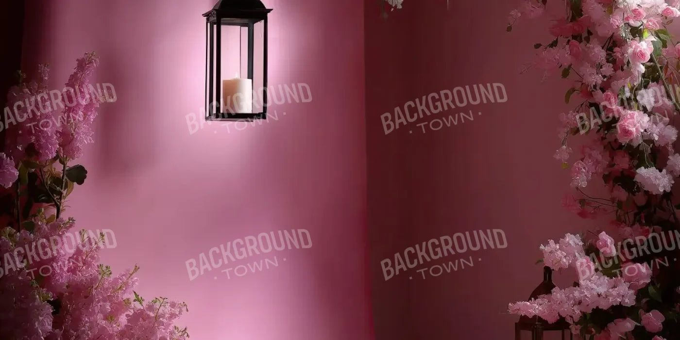 Pink Floral Corner 16’x8’ UltraCloth (192 x 96 inch) Backdrop