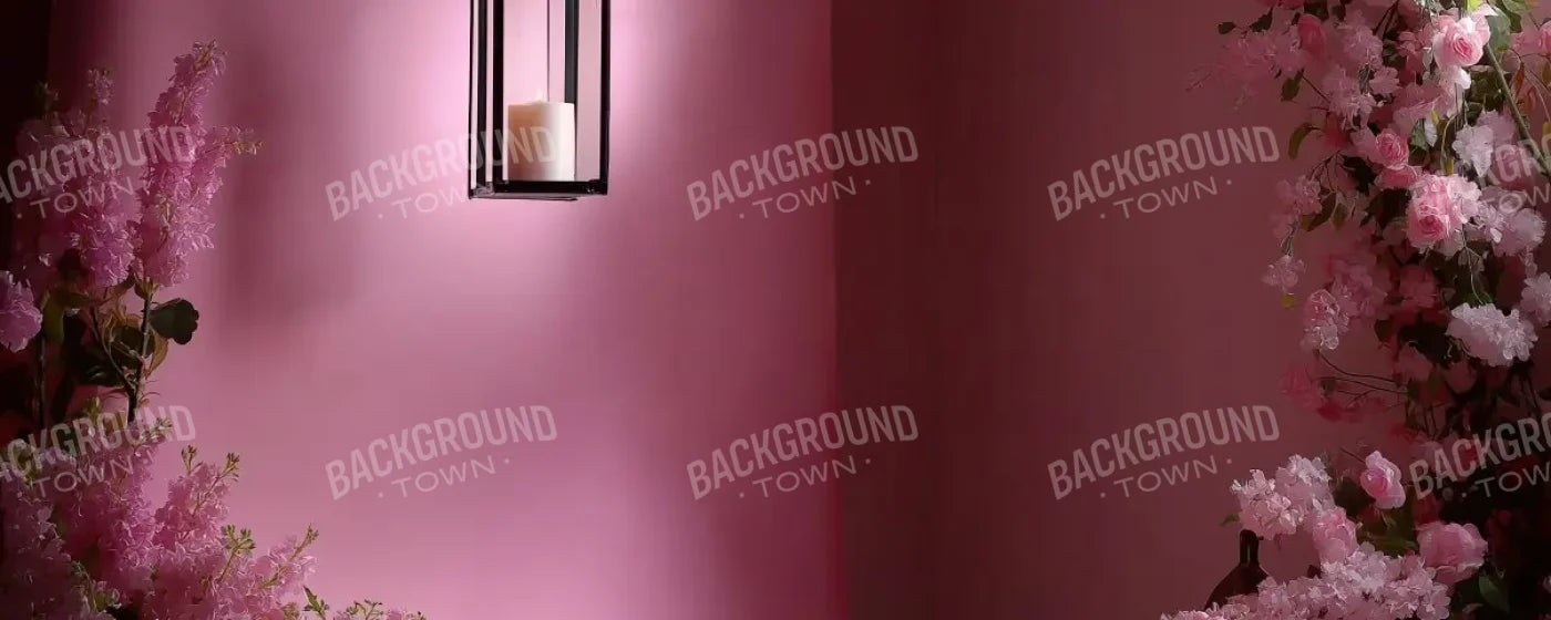 Pink Floral Corner 20’x8’ UltraCloth (240 x 96 inch) Backdrop