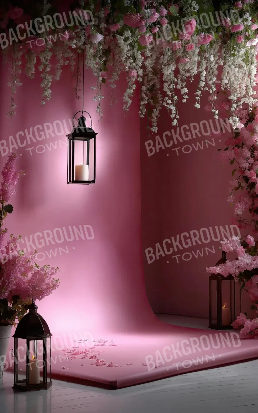 Pink Floral Corner 5’x8’ UltraCloth (60 x 96 inch) Backdrop