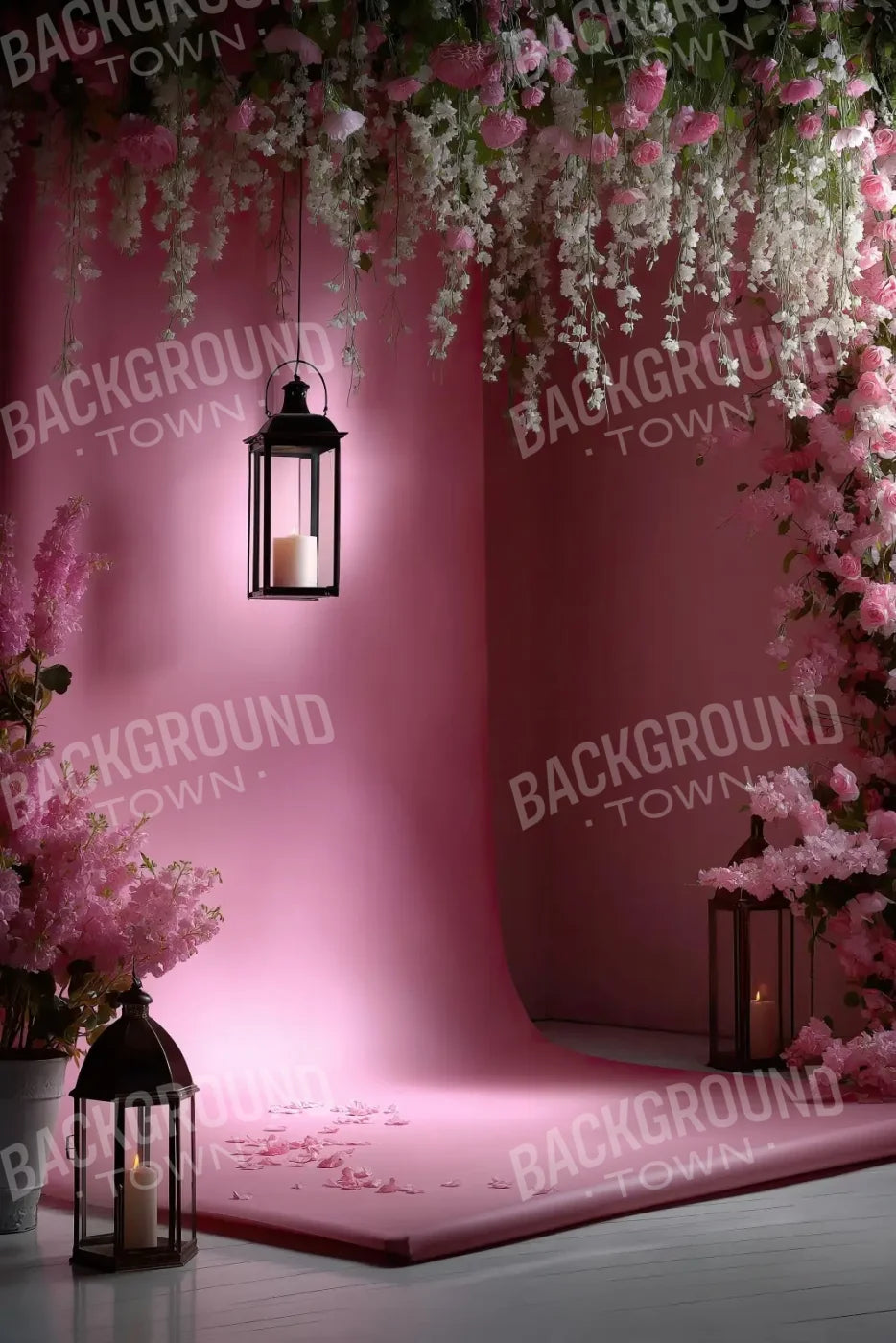 Pink Floral Corner 8’x12’ UltraCloth (96 x 144 inch) Backdrop