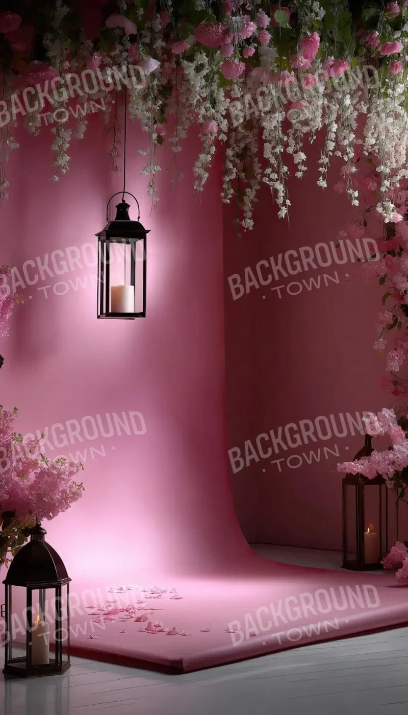 Pink Floral Corner 8’x14’ UltraCloth (96 x 168 inch) Backdrop