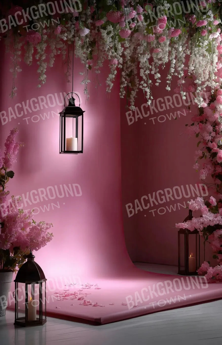 Pink Floral Corner 9’x14’ UltraCloth (108 x 168 inch) Backdrop