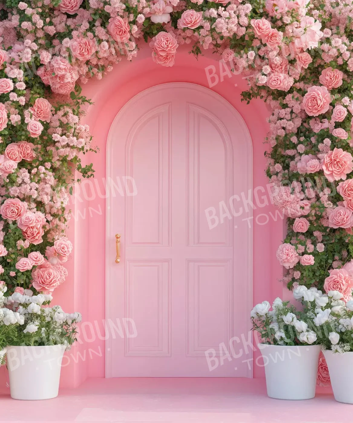 Pink Floral Door 10’x12’ UltraCloth (120 x 144 inch) Backdrop