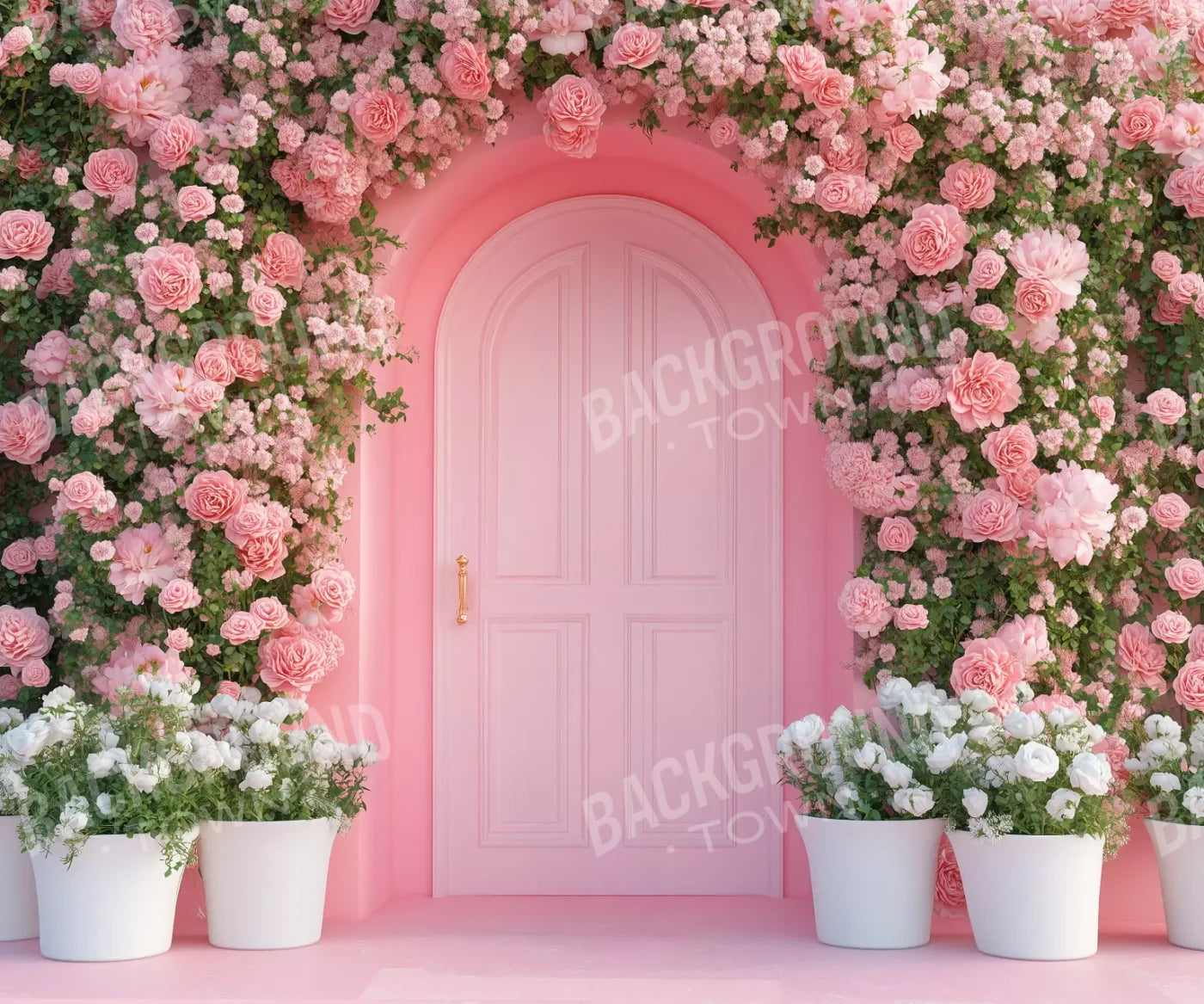 Pink Floral Door 12’x10’ UltraCloth (144 x 120 inch) Backdrop