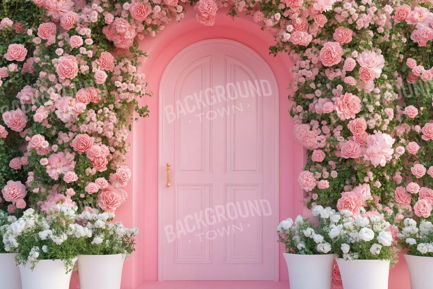 Pink Floral Door 12’x8’ UltraCloth (144 x 96 inch) Backdrop
