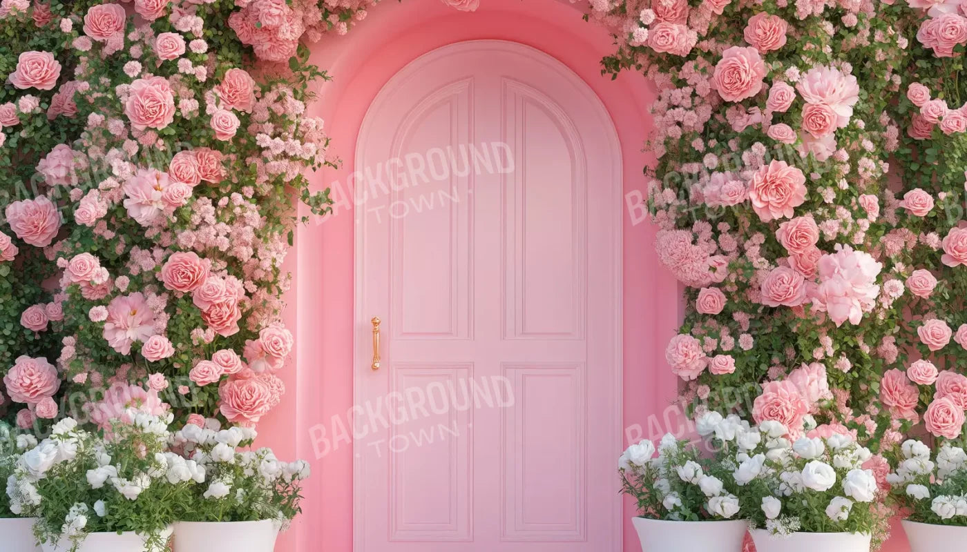 Pink Floral Door 14’x8’ UltraCloth (168 x 96 inch) Backdrop