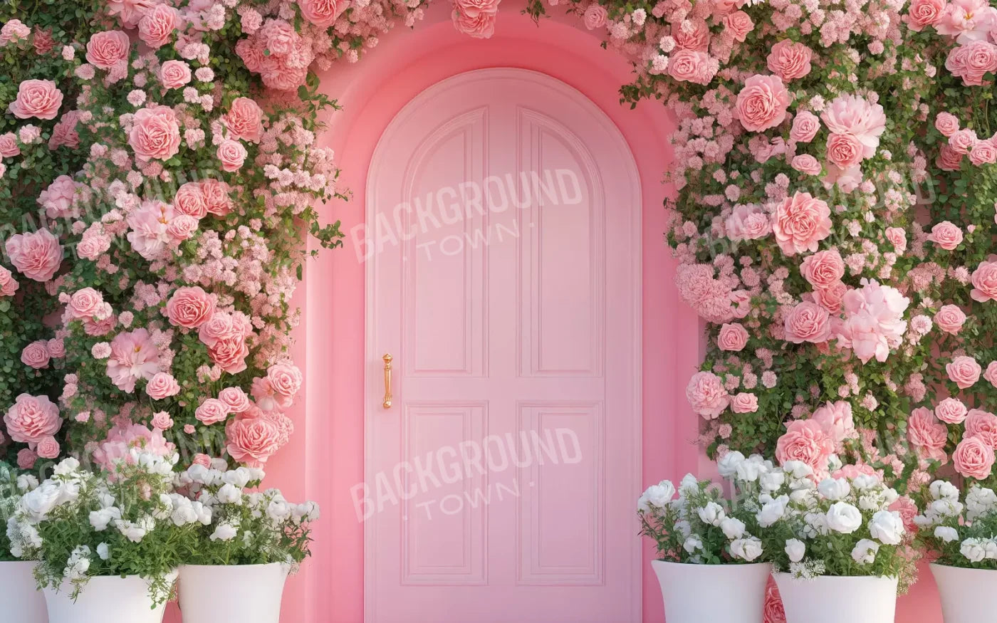 Pink Floral Door 16’x10’ UltraCloth (192 x 120 inch) Backdrop