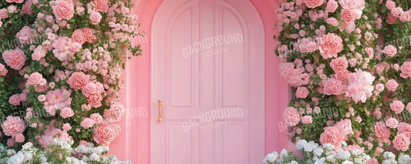 Pink Floral Door 20’x8’ UltraCloth (240 x 96 inch) Backdrop