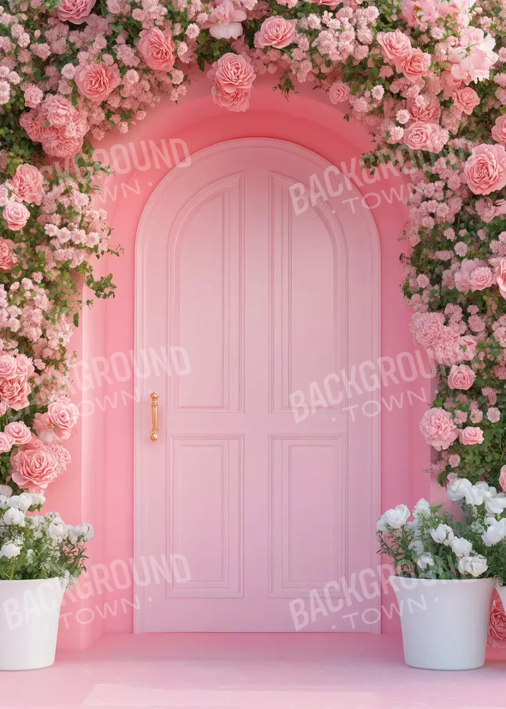 Pink Floral Door 5’x7’ UltraCloth (60 x 84 inch) Backdrop