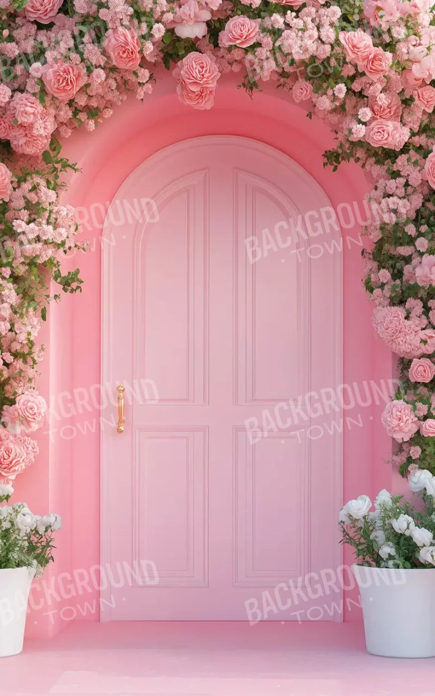 Pink Floral Door 5’x8’ UltraCloth (60 x 96 inch) Backdrop