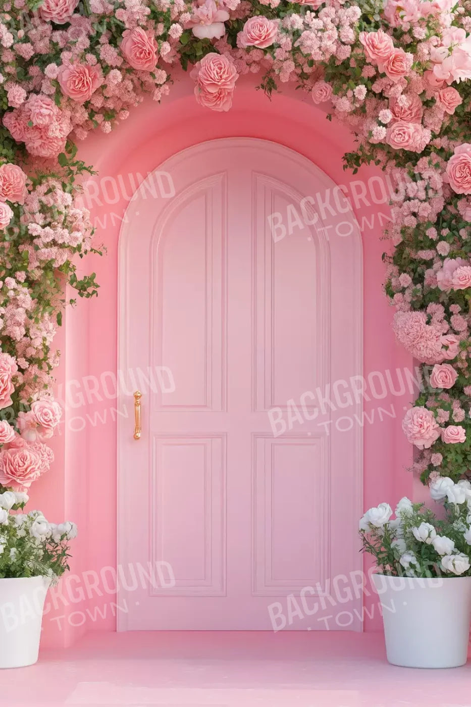 Pink Floral Door 8’x12’ UltraCloth (96 x 144 inch) Backdrop