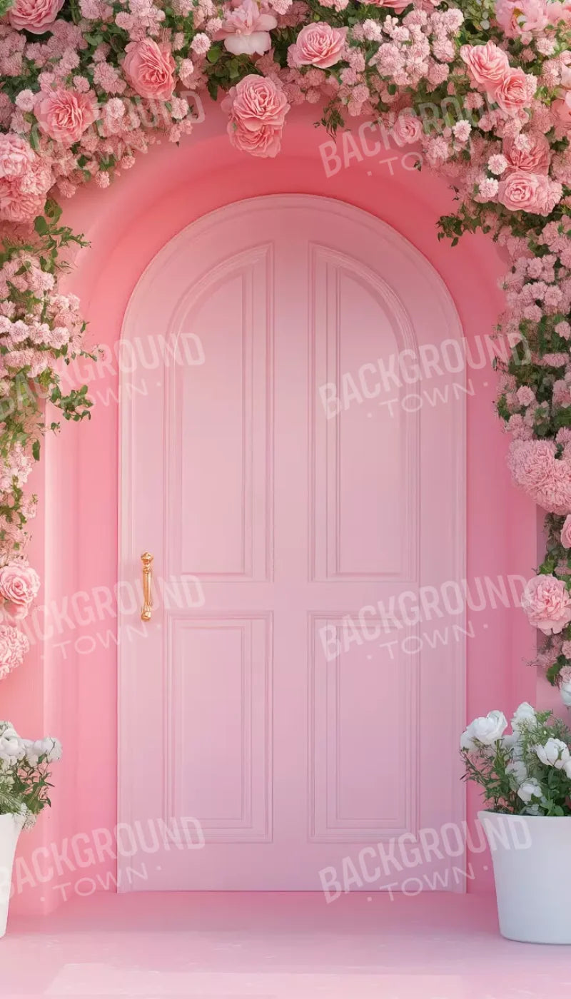 Pink Floral Door 8’x14’ UltraCloth (96 x 168 inch) Backdrop