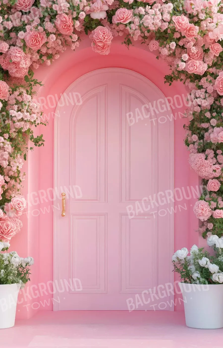 Pink Floral Door 9’x14’ UltraCloth (108 x 168 inch) Backdrop