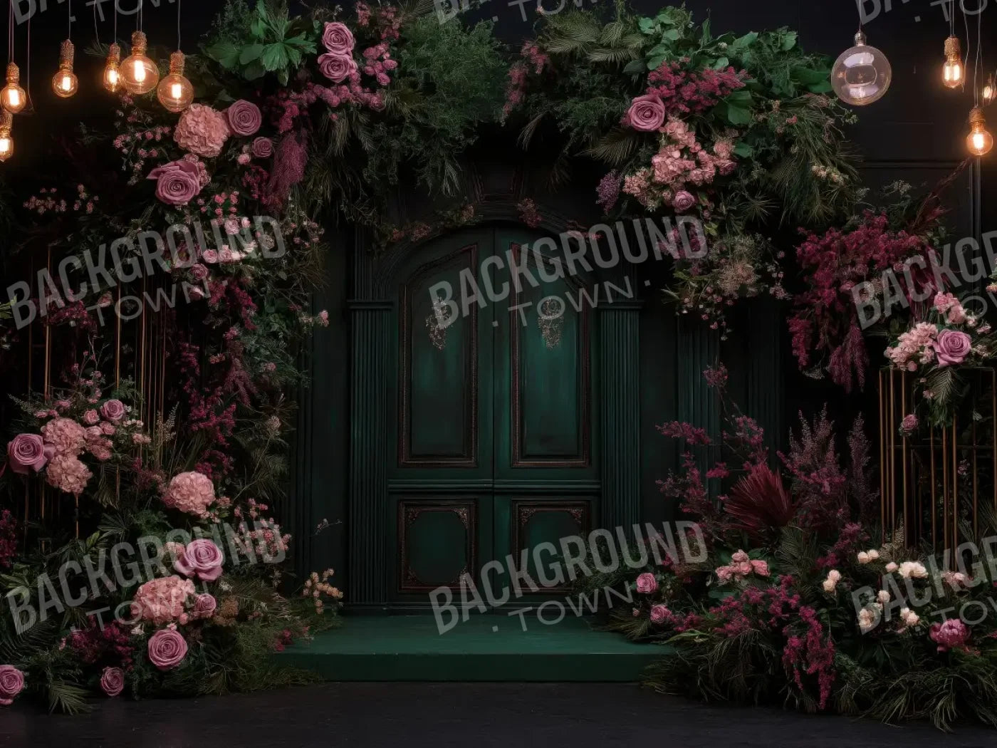 Pink Floral Garden Door 6’8x5’ Fleece (80 x 60 inch) Backdrop