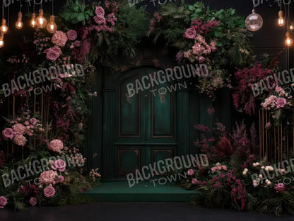 Pink Floral Garden Door 6’8x5’ Fleece (80 x 60 inch) Backdrop