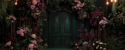 Pink Floral Garden Door Backdrop