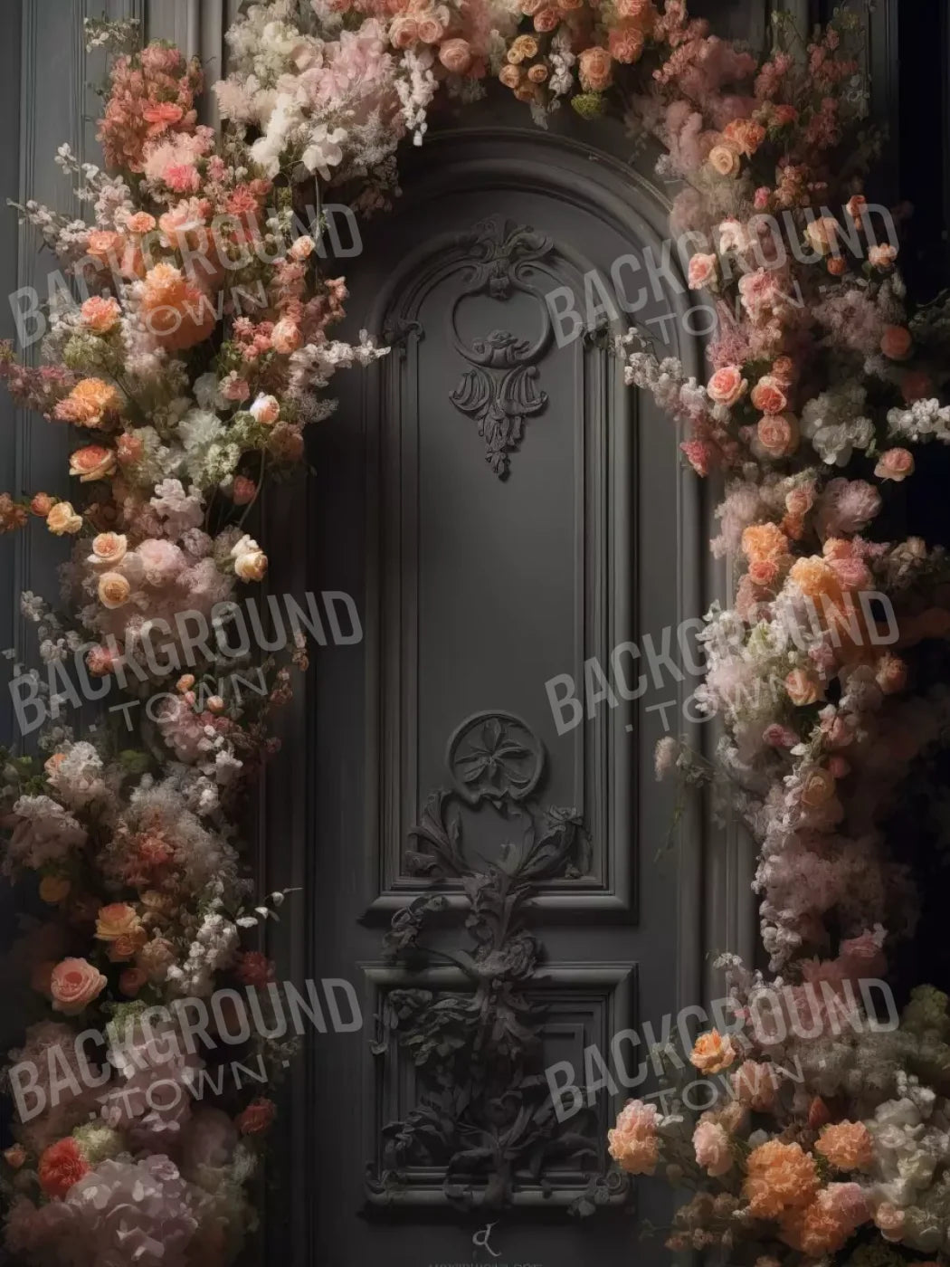 Pink Flower Wall Arch 5’X6’8 Fleece (60 X 80 Inch) Backdrop