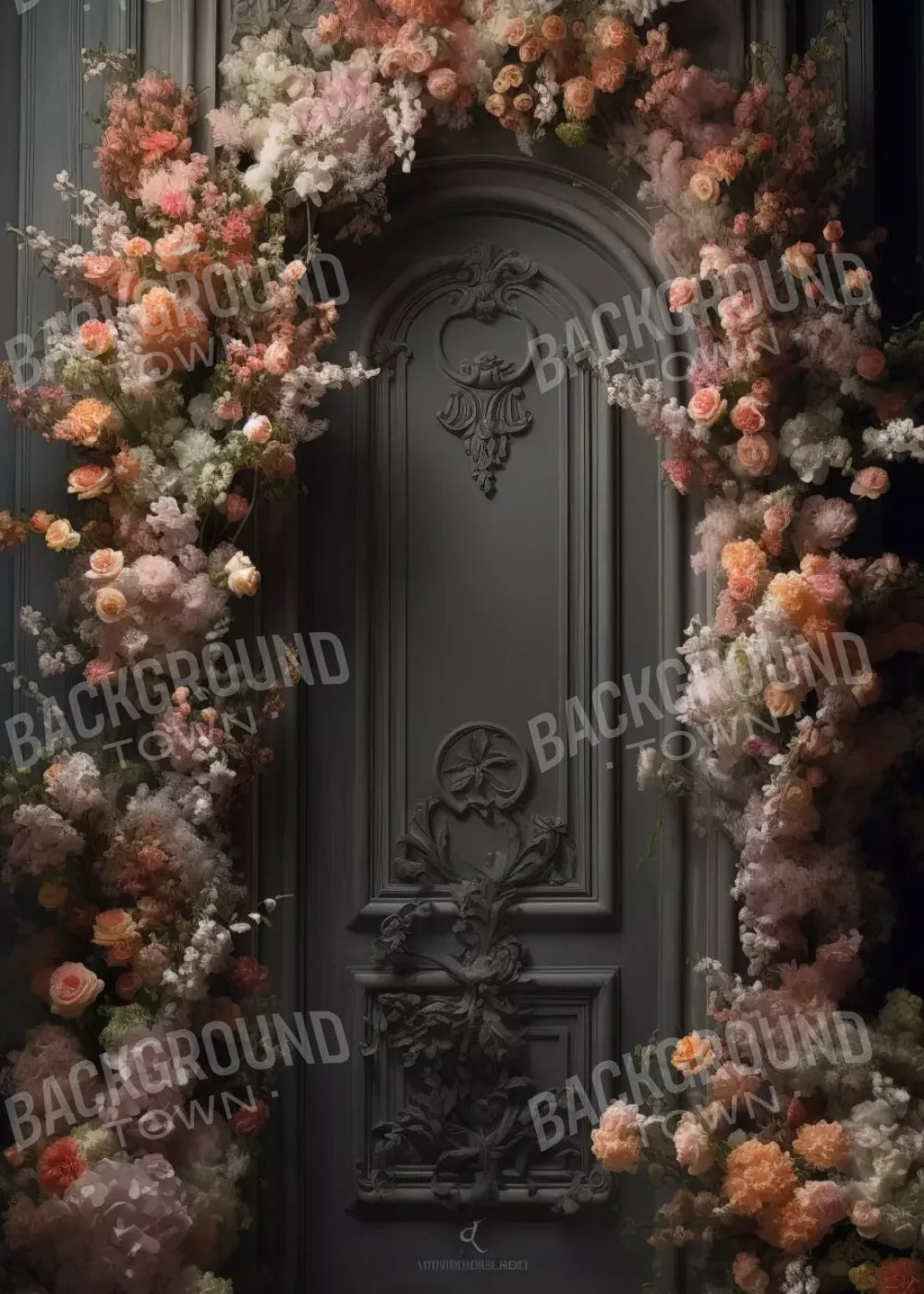 Pink Flower Wall Arch 5’X7’ Ultracloth (60 X 84 Inch) Backdrop