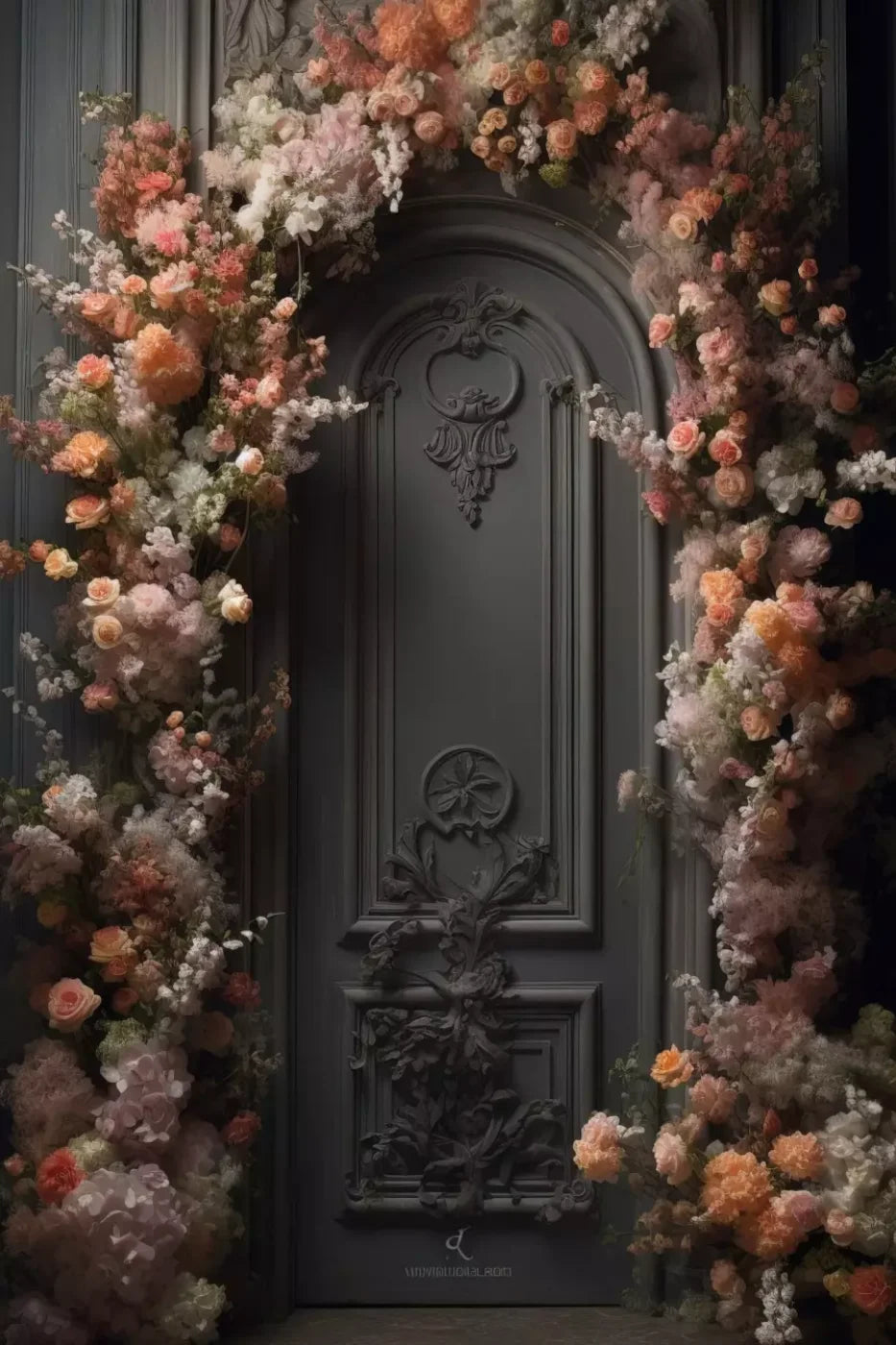 Pink Flower Wall Arch 8’X12’ Ultracloth (96 X 144 Inch) Backdrop