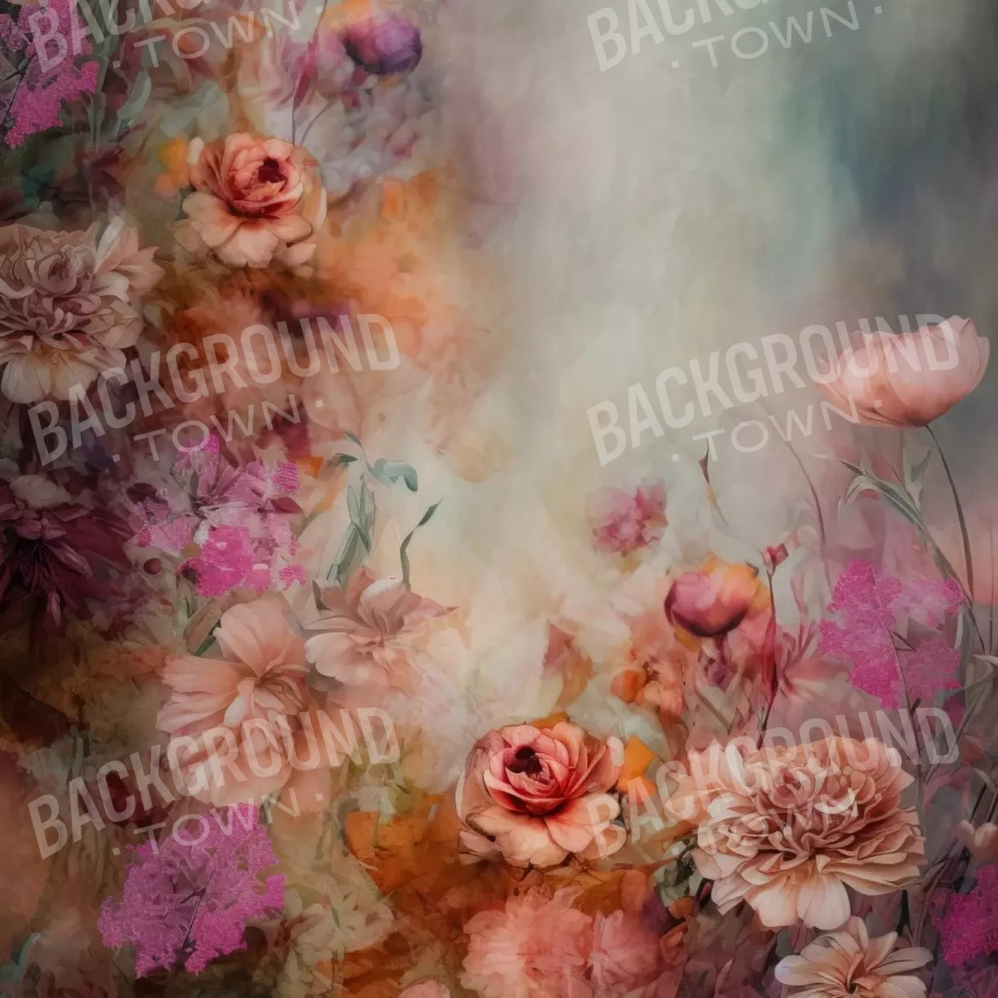 Pink Flowers Dancing 10’X10’ Ultracloth (120 X Inch) Backdrop