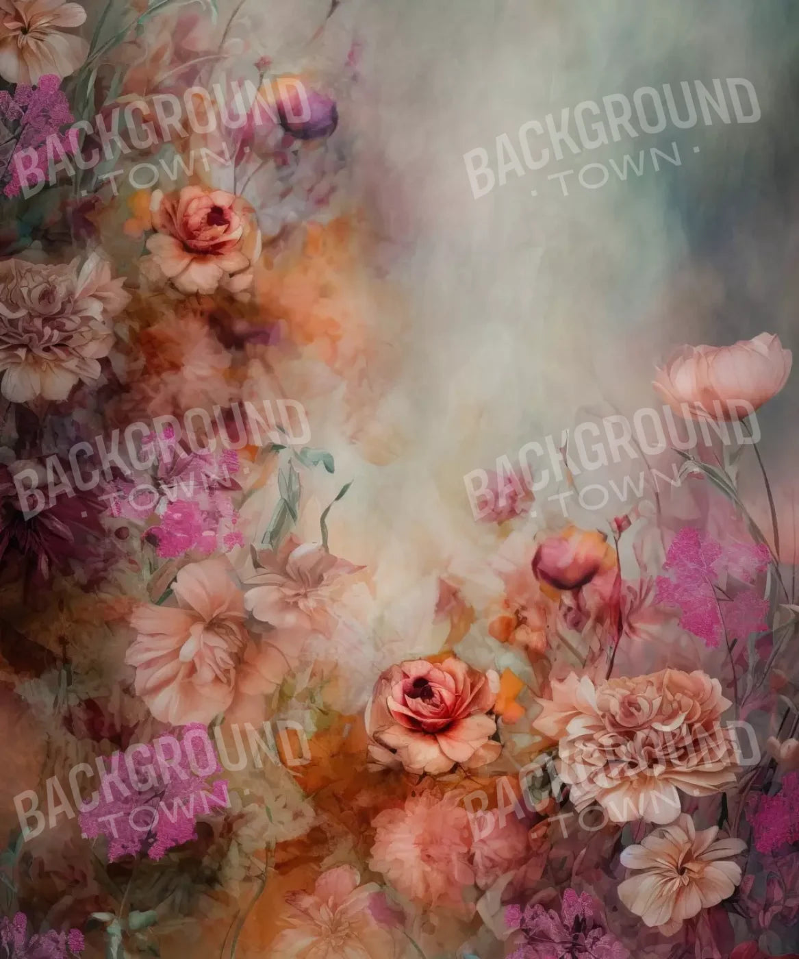 Pink Flowers Dancing 10’X12’ Ultracloth (120 X 144 Inch) Backdrop