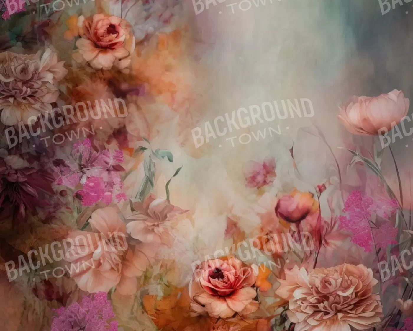 Pink Flowers Dancing 10’X8’ Fleece (120 X 96 Inch) Backdrop