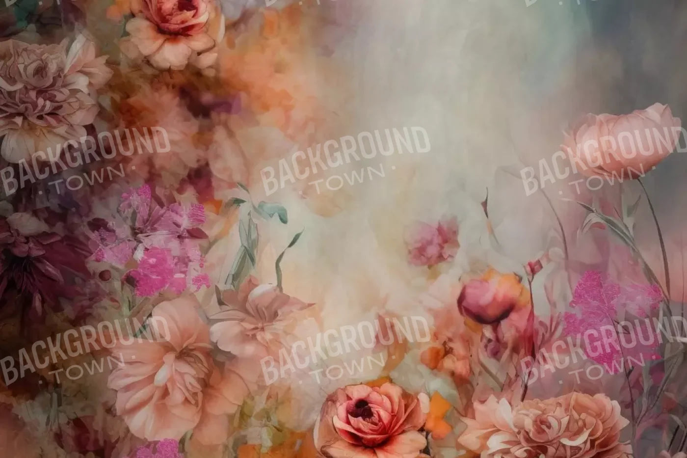 Pink Flowers Dancing 12’X8’ Ultracloth (144 X 96 Inch) Backdrop