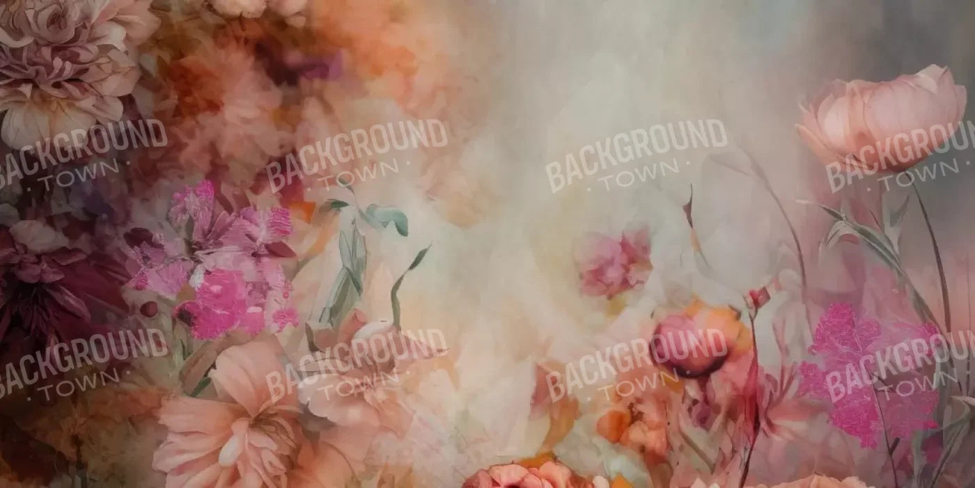 Pink Flowers Dancing 16’X8’ Ultracloth (192 X 96 Inch) Backdrop