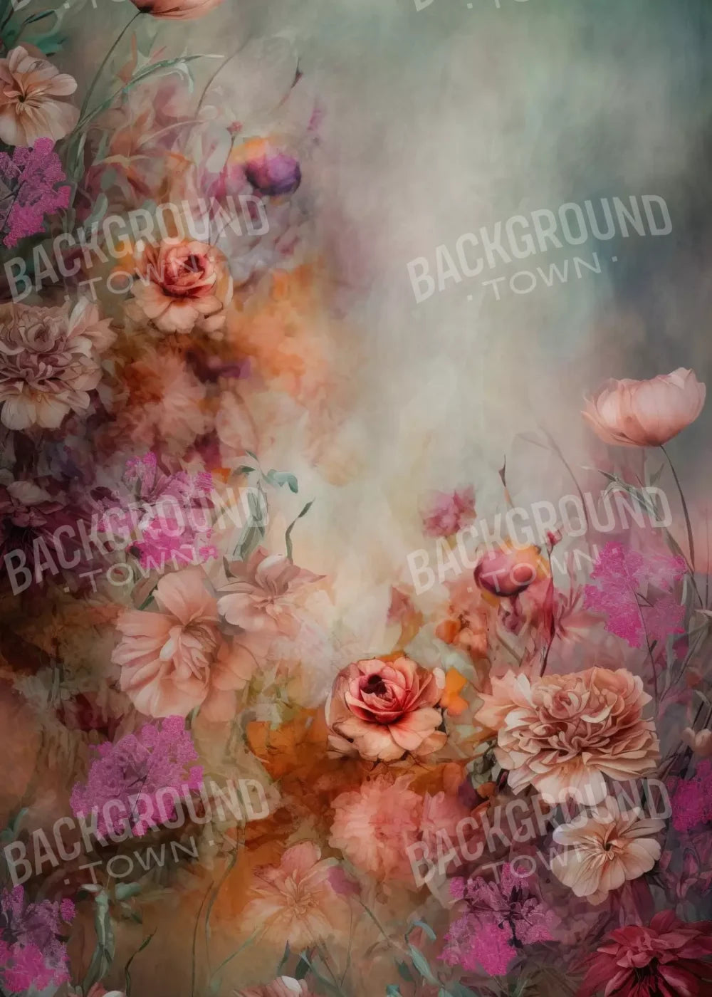 Pink Flowers Dancing 5’X7’ Ultracloth (60 X 84 Inch) Backdrop